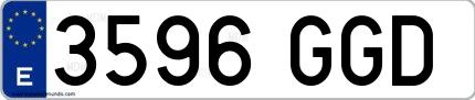 Ejemplo de matrícula española 3596 GGD