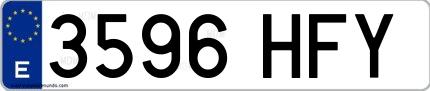 Ejemplo de matrícula española 3596 HFY