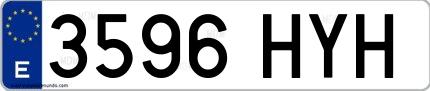 Ejemplo de matrícula española 3596 HYH