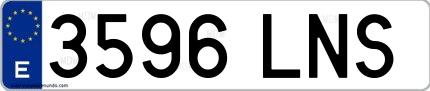 Ejemplo de matrícula española 3596 LNS
