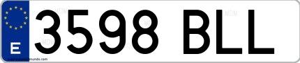 Ejemplo de matrícula española 3598 BLL