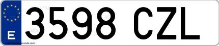 Ejemplo de matrícula española 3598 CZL
