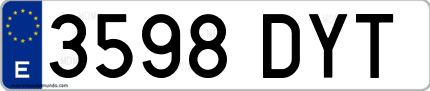 Ejemplo de matrícula de coche ordinaria 3598 DYT