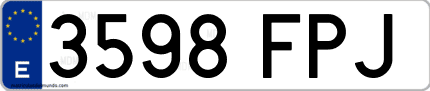 Ejemplo de matrícula de coche ordinaria 3598 FPJ