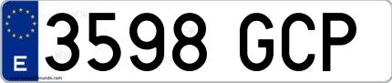 Ejemplo de matrícula española 3598 GCP
