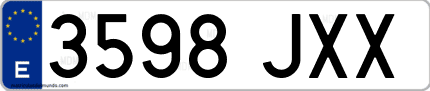 Ejemplo de matrícula de coche ordinaria 3598 JXX