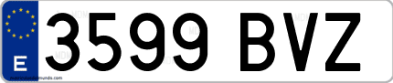 Ejemplo de matrícula de coche ordinaria 3599 BVZ