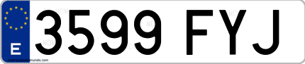 Ejemplo de matrícula de coche ordinaria 3599 FYJ