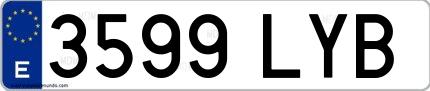 Ejemplo de matrícula española 3599 LYB