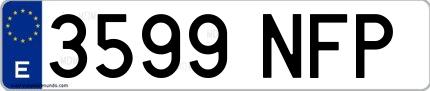 Ejemplo de matrícula española 3599 NFP