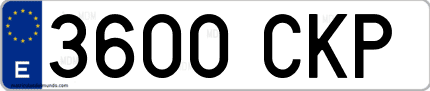Ejemplo de matrícula de coche ordinaria 3600 CKP