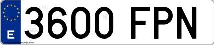 Ejemplo de matrícula española 3600 FPN