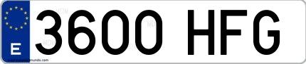 Ejemplo de matrícula española 3600 HFG
