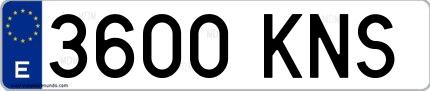 Ejemplo de matrícula española 3600 KNS