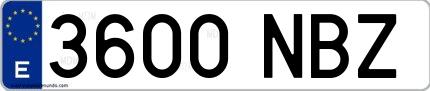 Ejemplo de matrícula española 3600 NBZ
