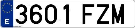 Ejemplo de matrícula española 3601 FZM