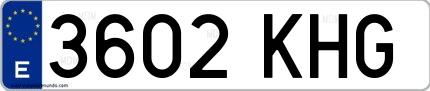 Ejemplo de matrícula española 3602 KHG