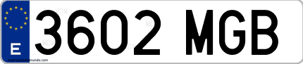 Ejemplo de matrícula de coche ordinaria 3602 MGB