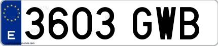 Ejemplo de matrícula española 3603 GWB