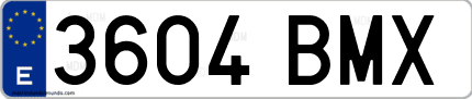 Ejemplo de matrícula de coche ordinaria 3604 BMX
