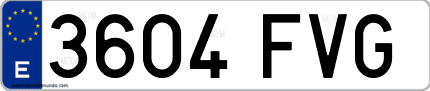 Ejemplo de matrícula de coche ordinaria 3604 FVG