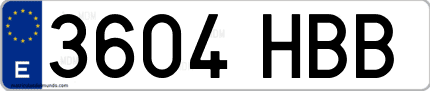 Ejemplo de matrícula de coche ordinaria 3604 HBB