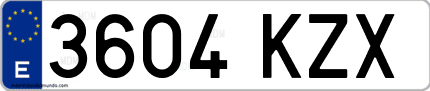 Ejemplo de matrícula de coche ordinaria 3604 KZX