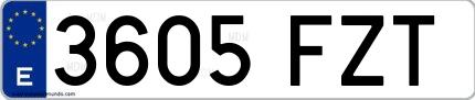 Ejemplo de matrícula española 3605 FZT