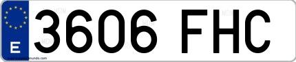 Ejemplo de matrícula española 3606 FHC