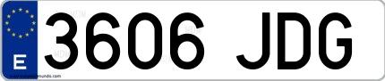 Ejemplo de matrícula española 3606 JDG
