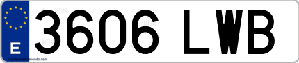 Ejemplo de matrícula de coche ordinaria 3606 LWB