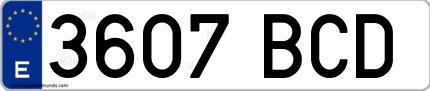 Ejemplo de matrícula española 3607 BCD