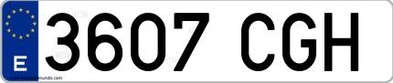 Ejemplo de matrícula española 3607 CGH