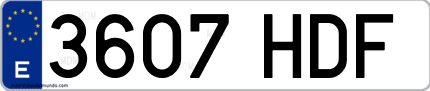 Ejemplo de matrícula de coche ordinaria 3607 HDF