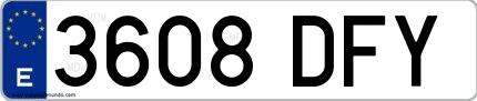 Ejemplo de matrícula española 3608 DFY