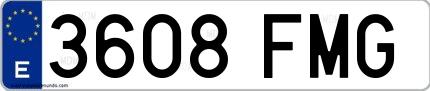 Ejemplo de matrícula española 3608 FMG