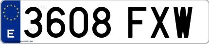 Ejemplo de matrícula española 3608 FXW