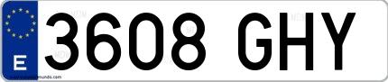Ejemplo de matrícula española 3608 GHY