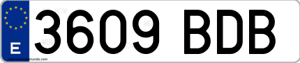 Ejemplo de matrícula de coche ordinaria 3609 BDB
