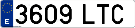 Ejemplo de matrícula de coche ordinaria 3609 LTC