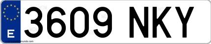 Ejemplo de matrícula española 3609 NKY