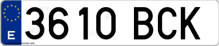 Ejemplo de matrícula de coche ordinaria 3610 BCK