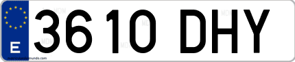Ejemplo de matrícula de coche ordinaria 3610 DHY