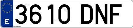 Ejemplo de matrícula española 3610 DNF