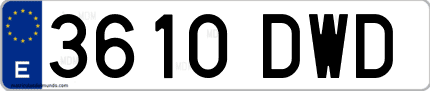 Ejemplo de matrícula de coche ordinaria 3610 DWD