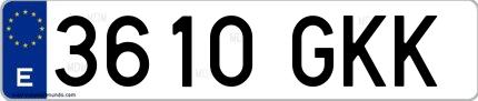 Ejemplo de matrícula española 3610 GKK
