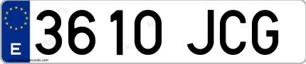 Ejemplo de matrícula española 3610 JCG