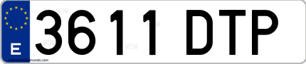 Ejemplo de matrícula de coche ordinaria 3611 DTP