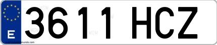 Ejemplo de matrícula española 3611 HCZ
