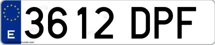 Ejemplo de matrícula española 3612 DPF